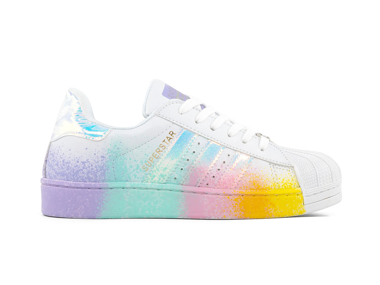 Tenis Superstar Blanco Lila Jaspeado