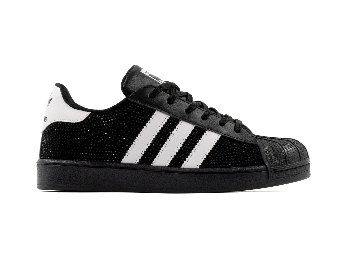 Paq 6 Pares Tenis Concha Rhinestone Negro Blanco 22/25.5
