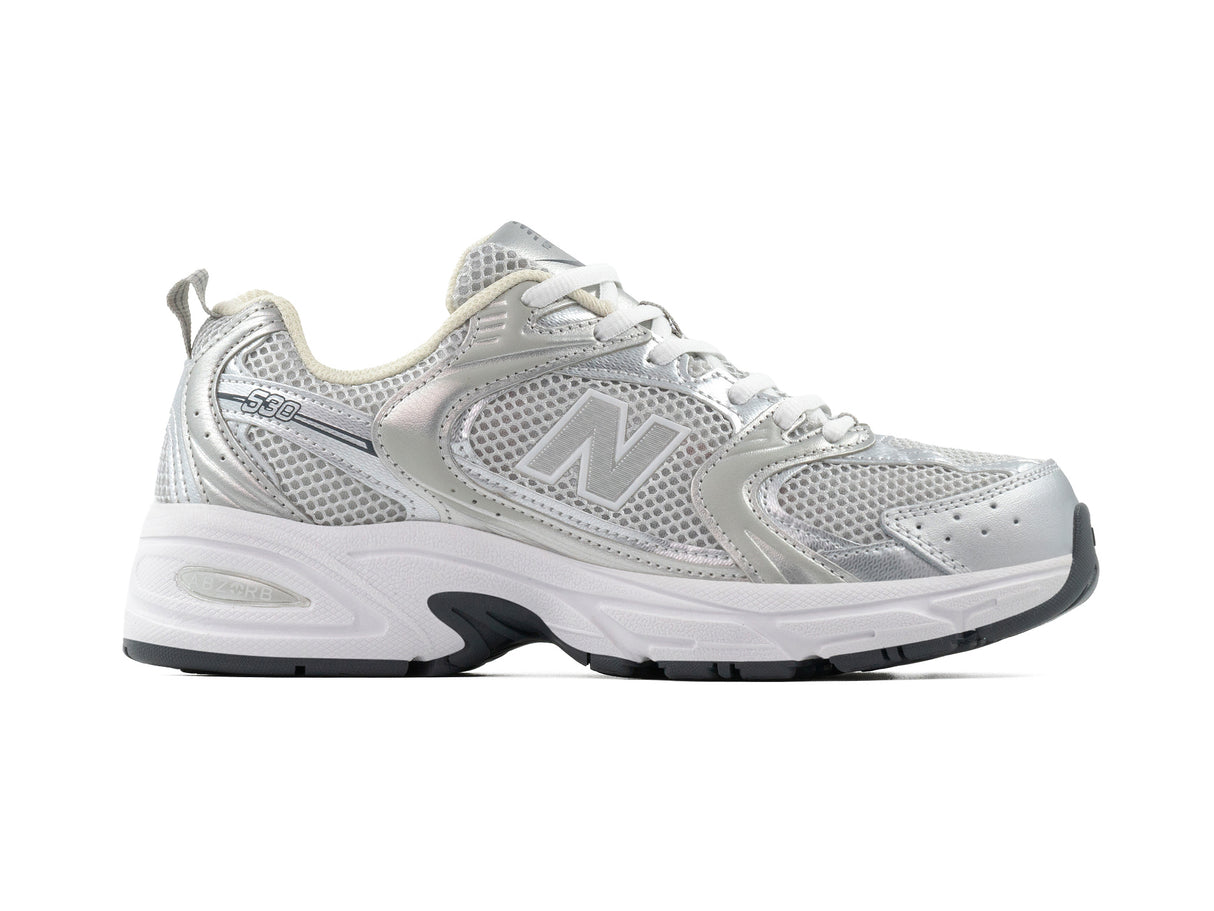 Tenis New Balance 530 Silver Metallic Raincloud Polka Dots Importado