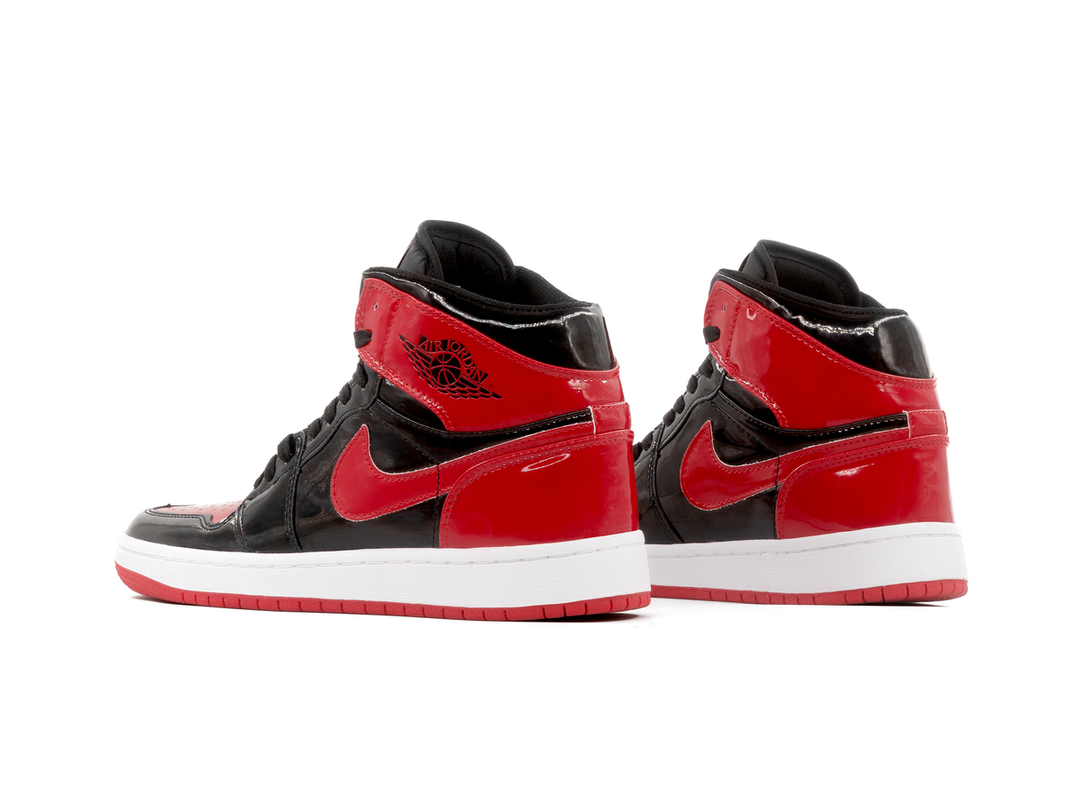Tenis Retro 1 Charol Negro Rojo
