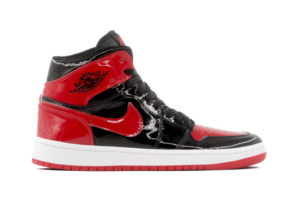 Tenis Retro 1 Charol Negro Rojo