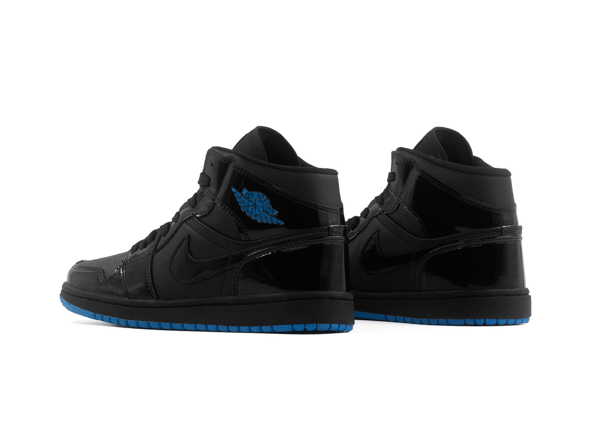 Tenis Retro 1 Charol Negro Suela Turquesa