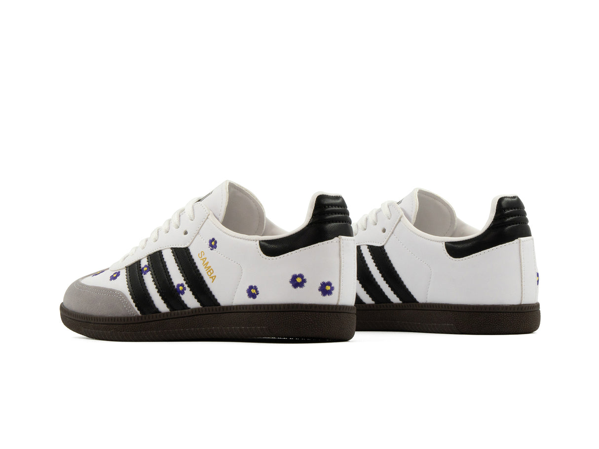 Tenis Samba Blanco Negro Flores