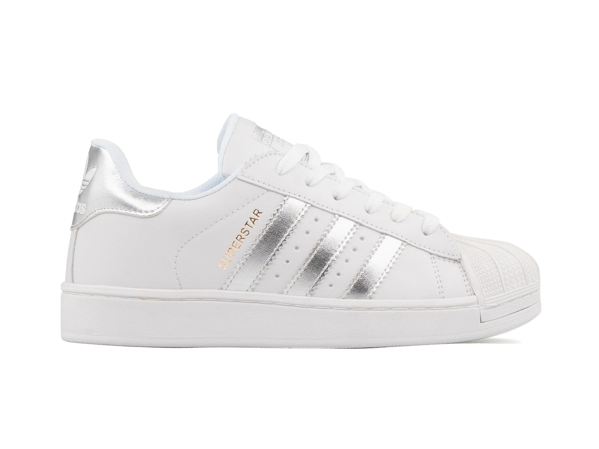 Paq 6 Pares Tenis Concha Blanco Plata 22/25.5