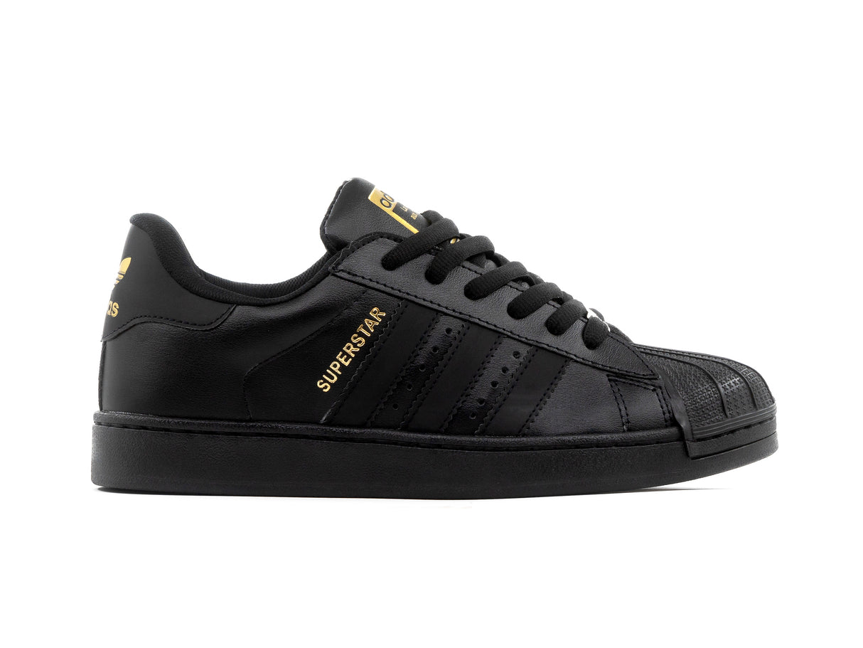 Paq 6 Pares Tenis Concha Negro Oro 22/25.5