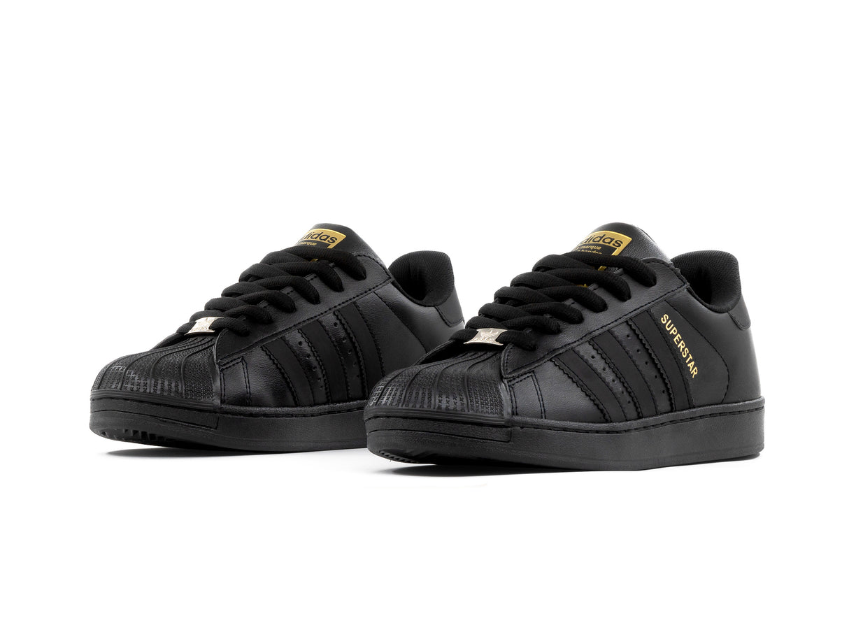 Paq 6 Pares Tenis Concha Negro Oro 22/25.5