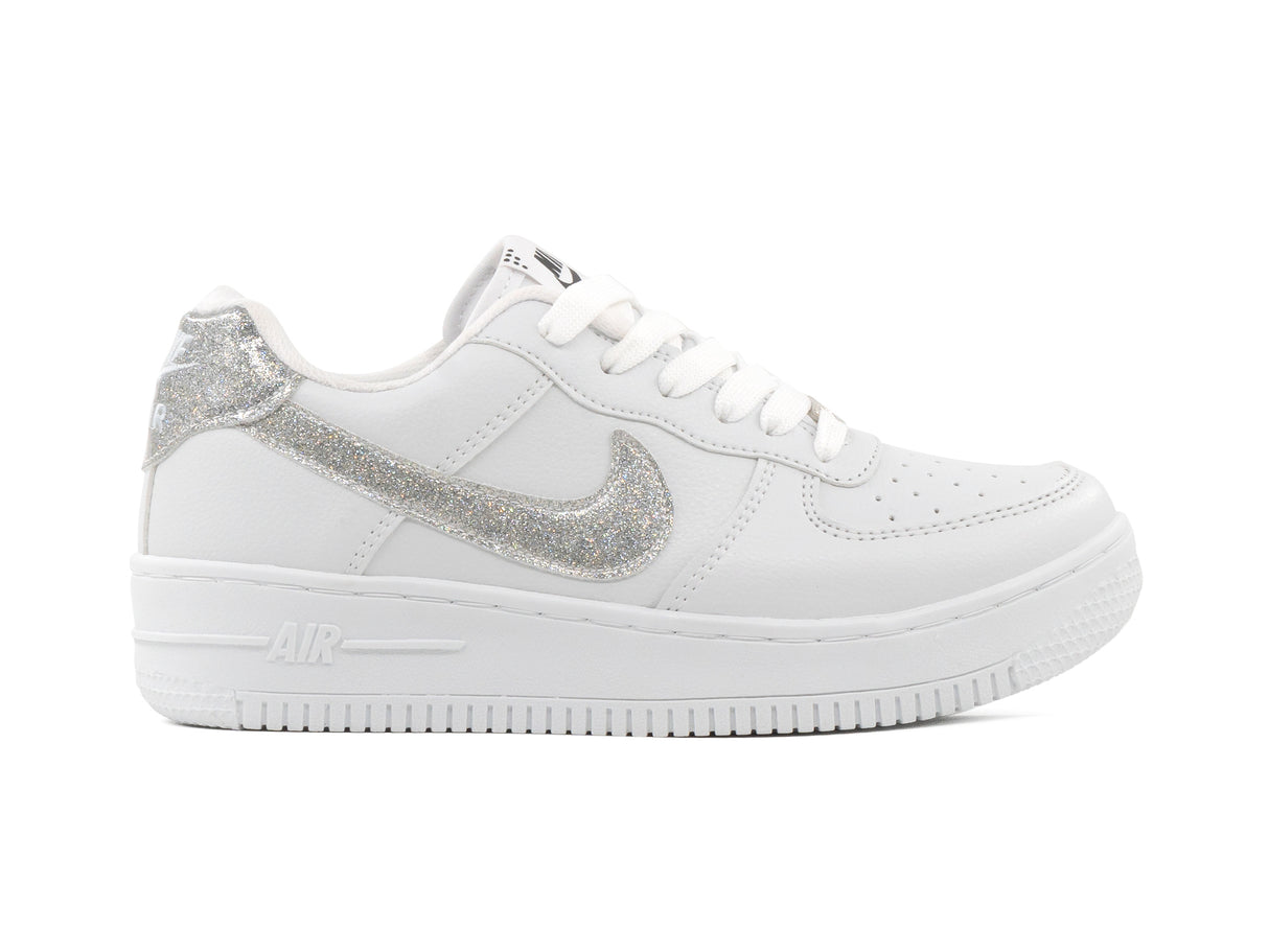 Paq 6 Pares Tenis 270 Blanco Plata Glitter 22/25.5