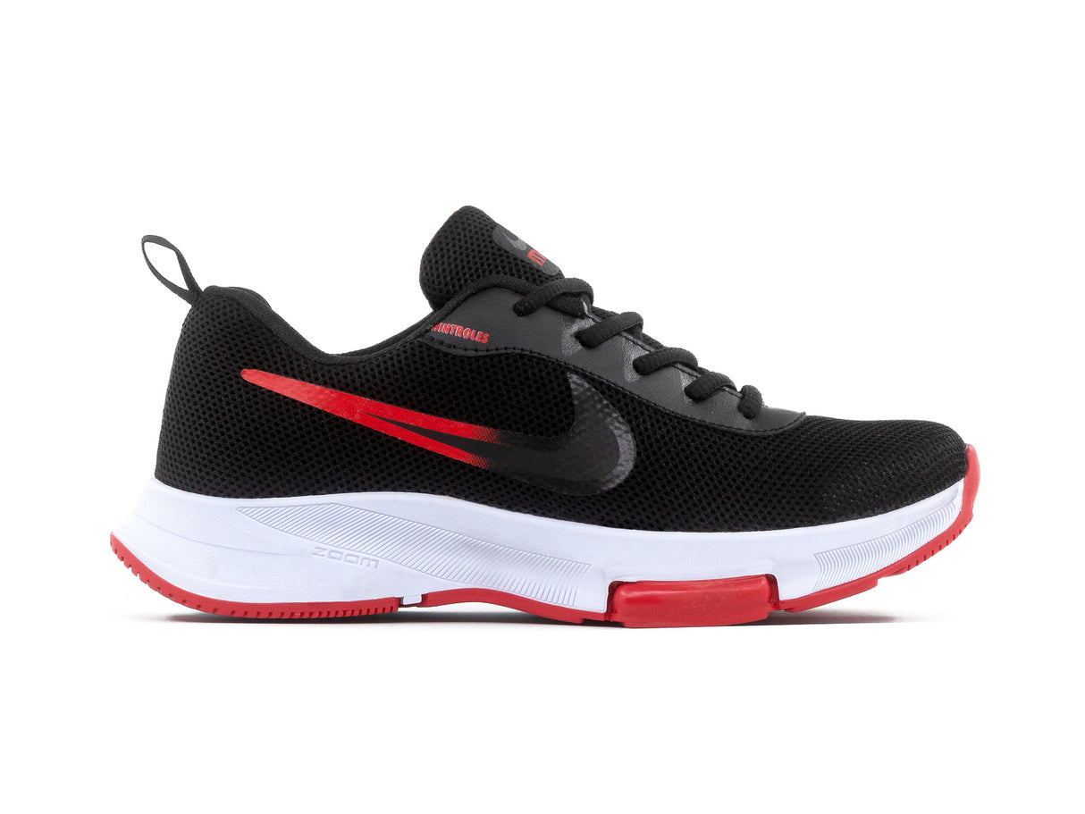 Tenis 025 Negro Negro Rojo