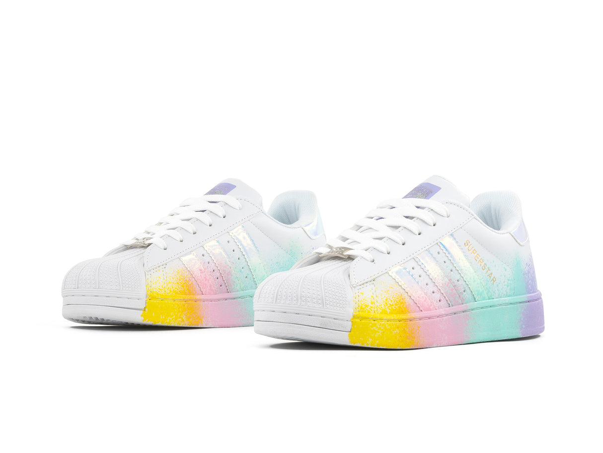Tenis Concha Blanco Lila Jaspeado