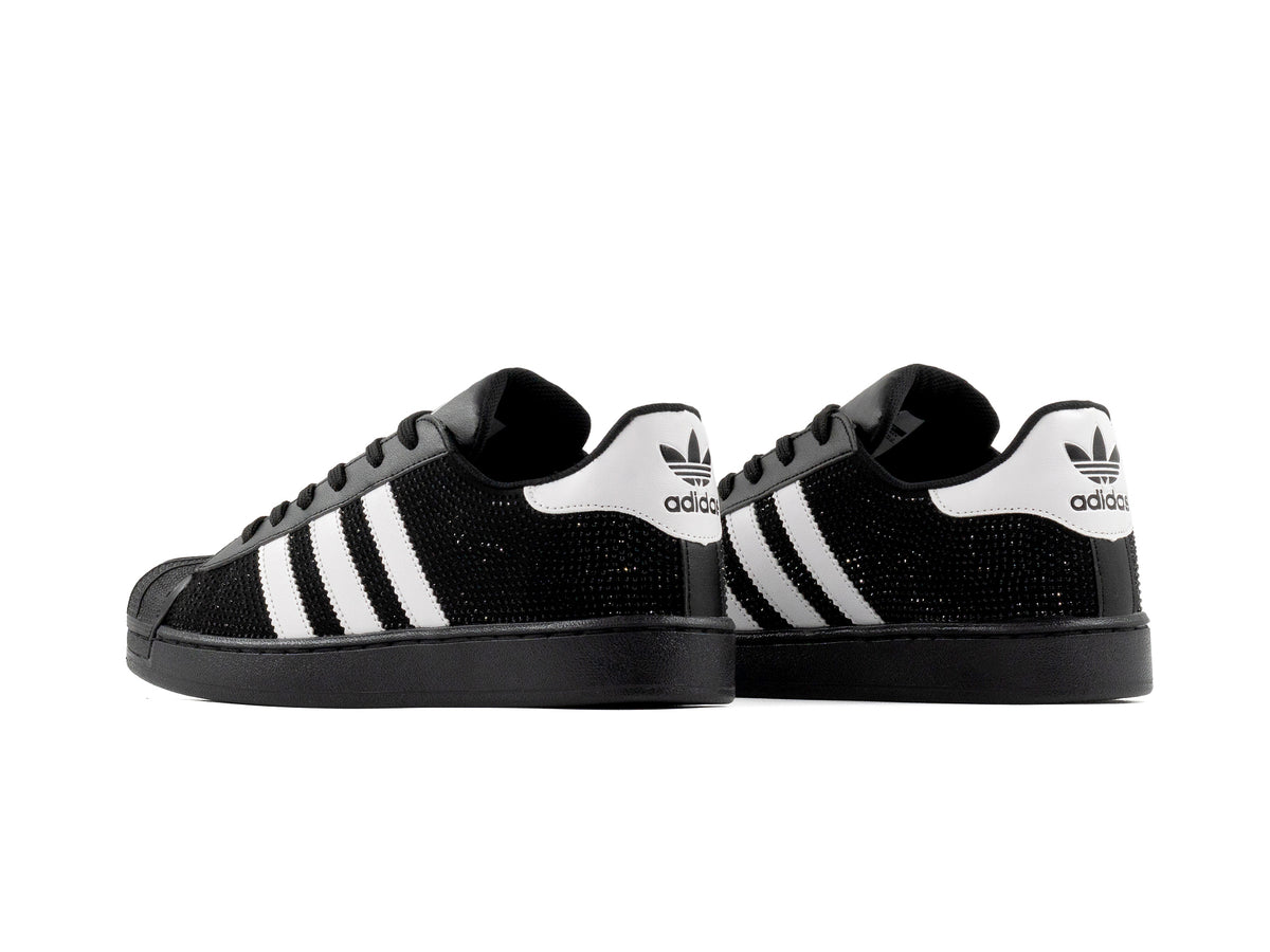 Tenis Concha Rhinestone Negro Blanco