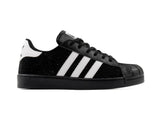 Paq 6 Pares Tenis Concha Rhinestone Negro Blanco 22/25.5