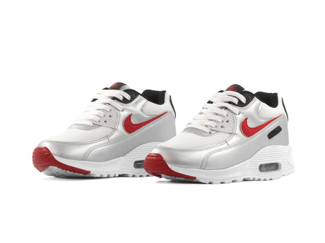 Paq 6 Pares Tenis Max 90 Plata Rojo 25/28.5
