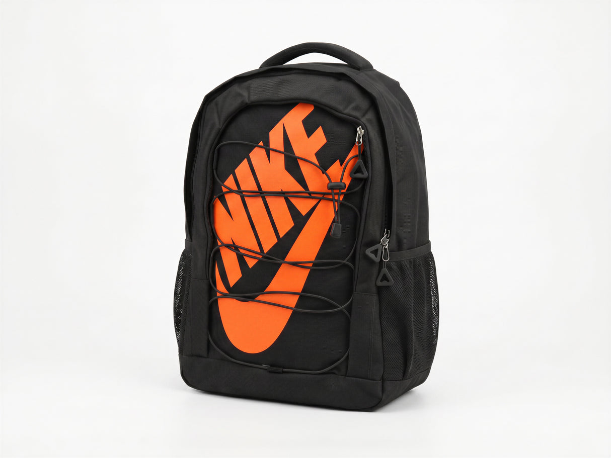 Mochila Nike  Negra Letras Naranjas Premium