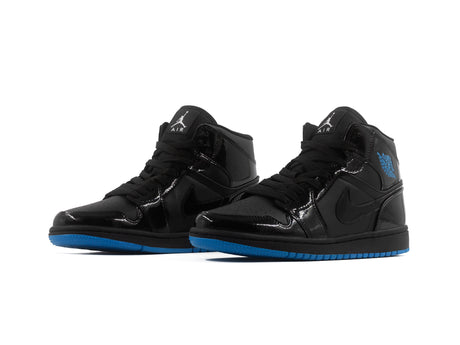 Tenis Retro 1 Charol Negro Suela Turquesa