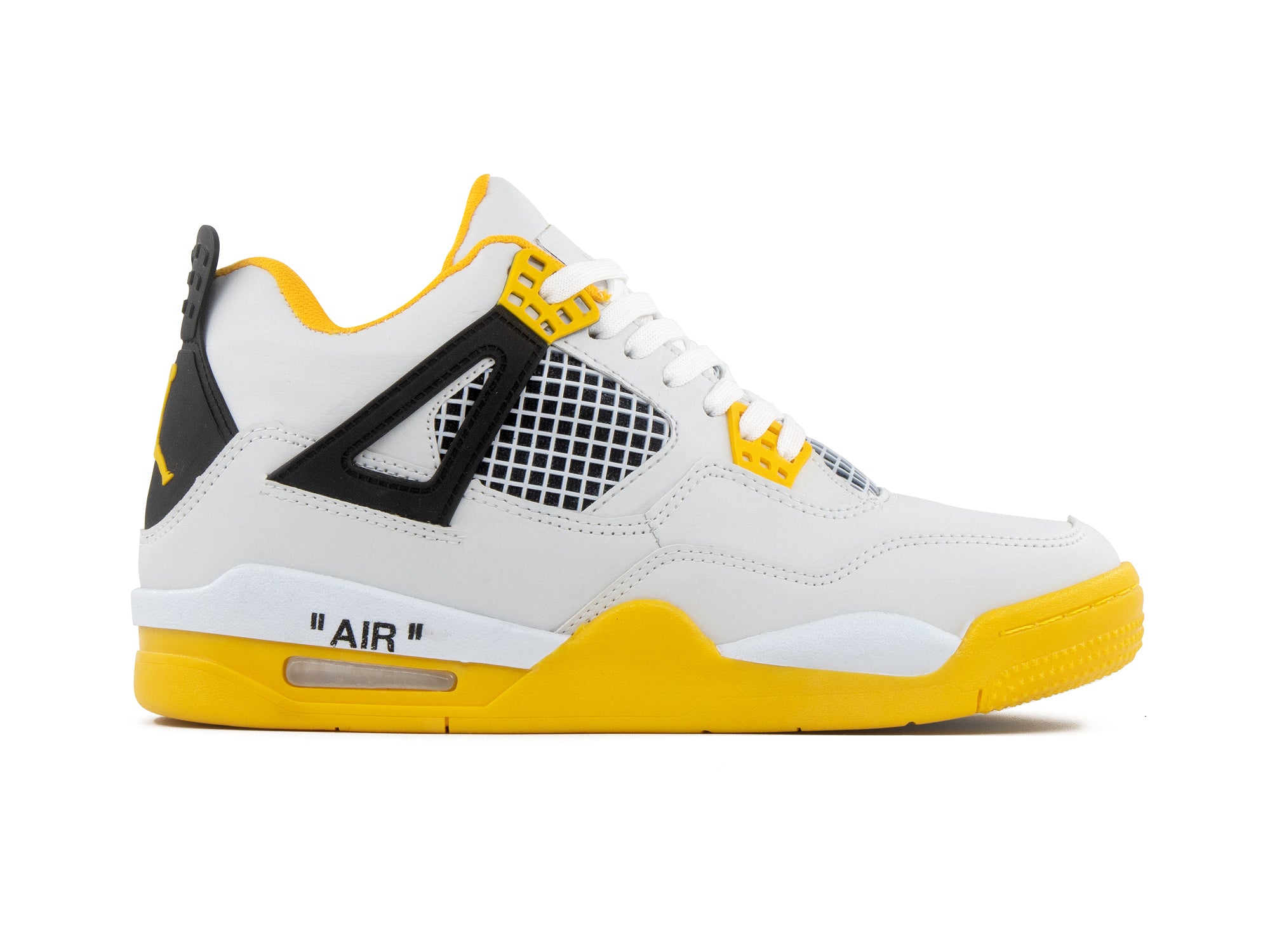 Tenis Retro 4 Blanco Gris Amarillo – Snkrs Mayoreo