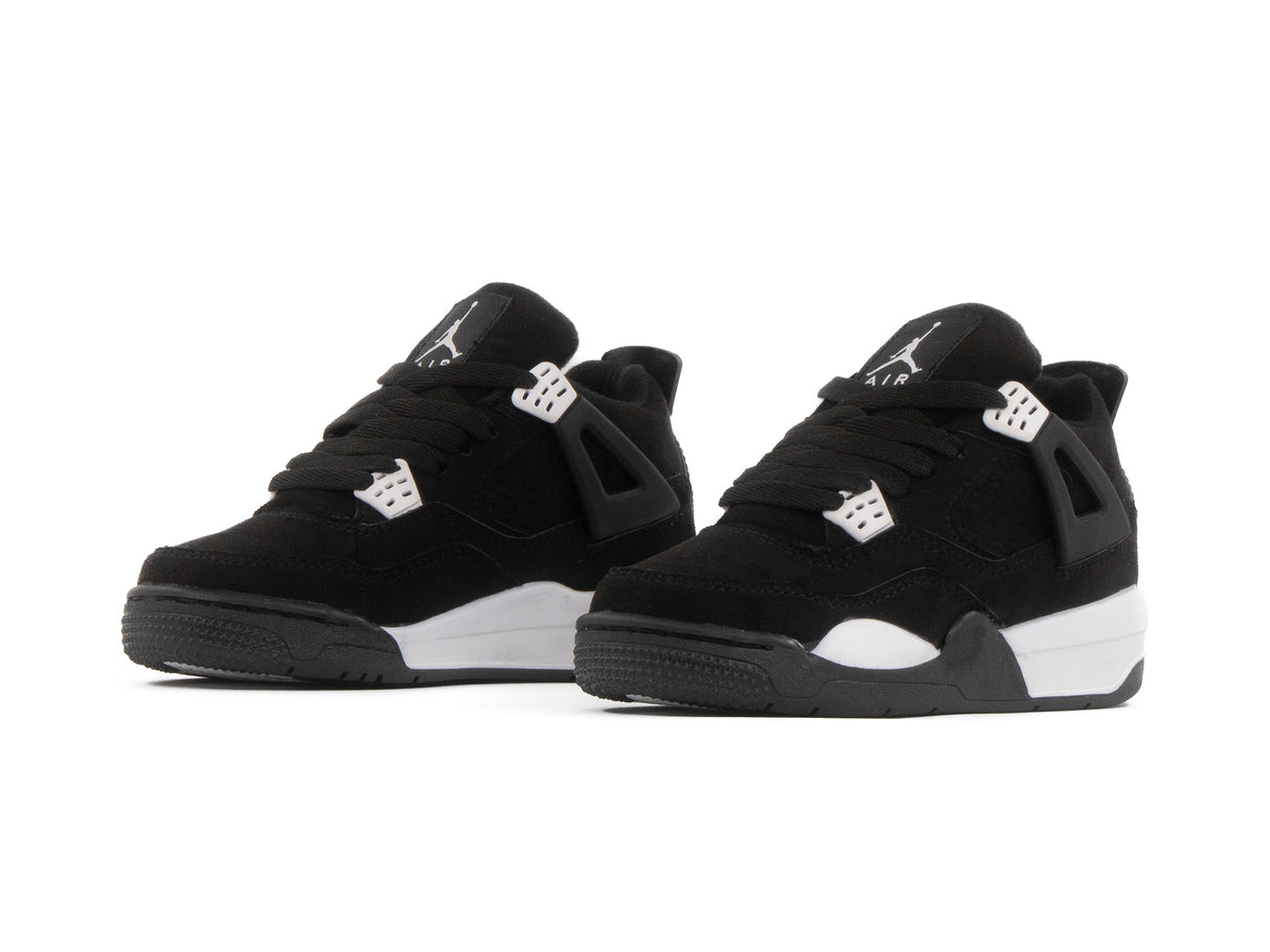 Tenis Retro 4 Negro Blanco Niño